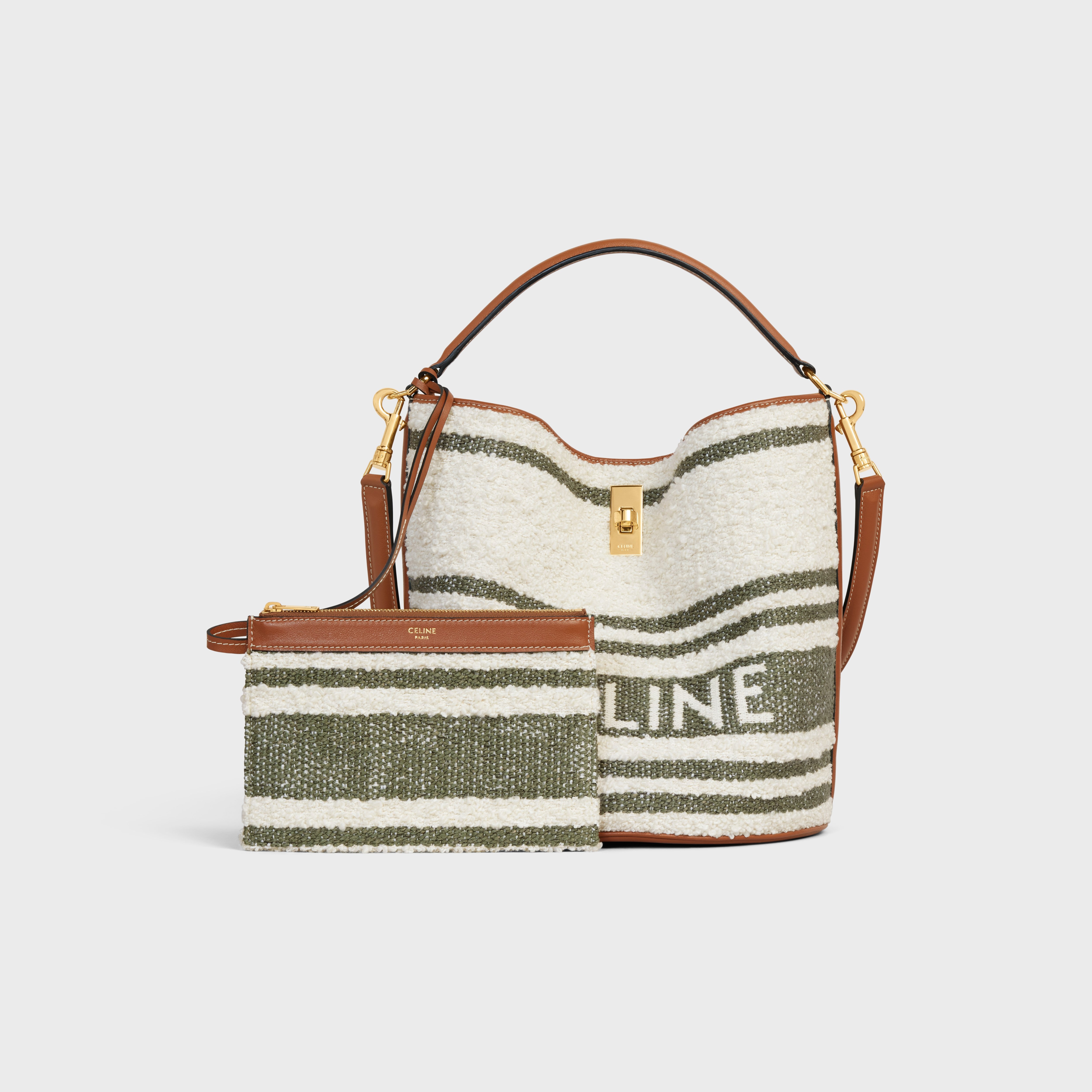 Bucket 16 Bag in STRIPED TEXTILE WITH CELINE AND CALFSKIN - 5