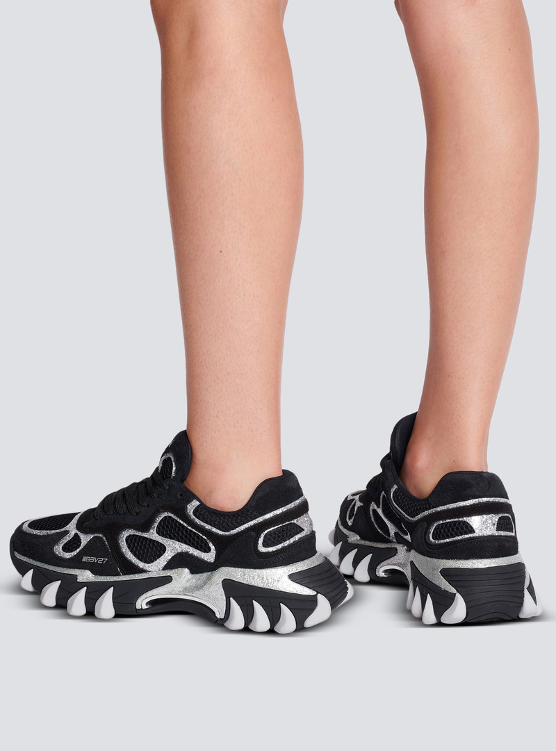 Balmain B-East trainers in leather, mesh and glitter outlook