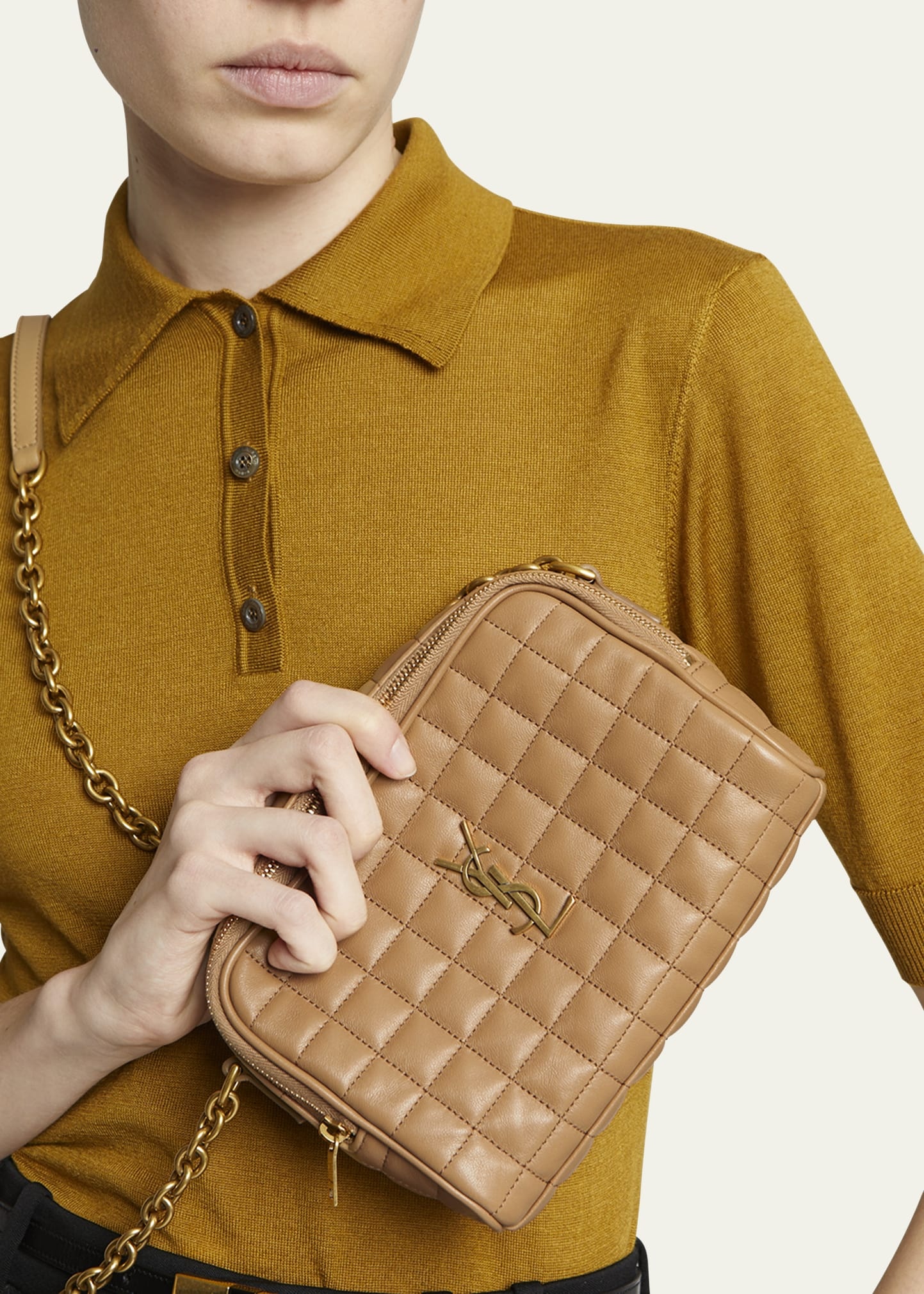Cassandre Mini YSL Camera Bag in Quilted Smooth Leather - 2