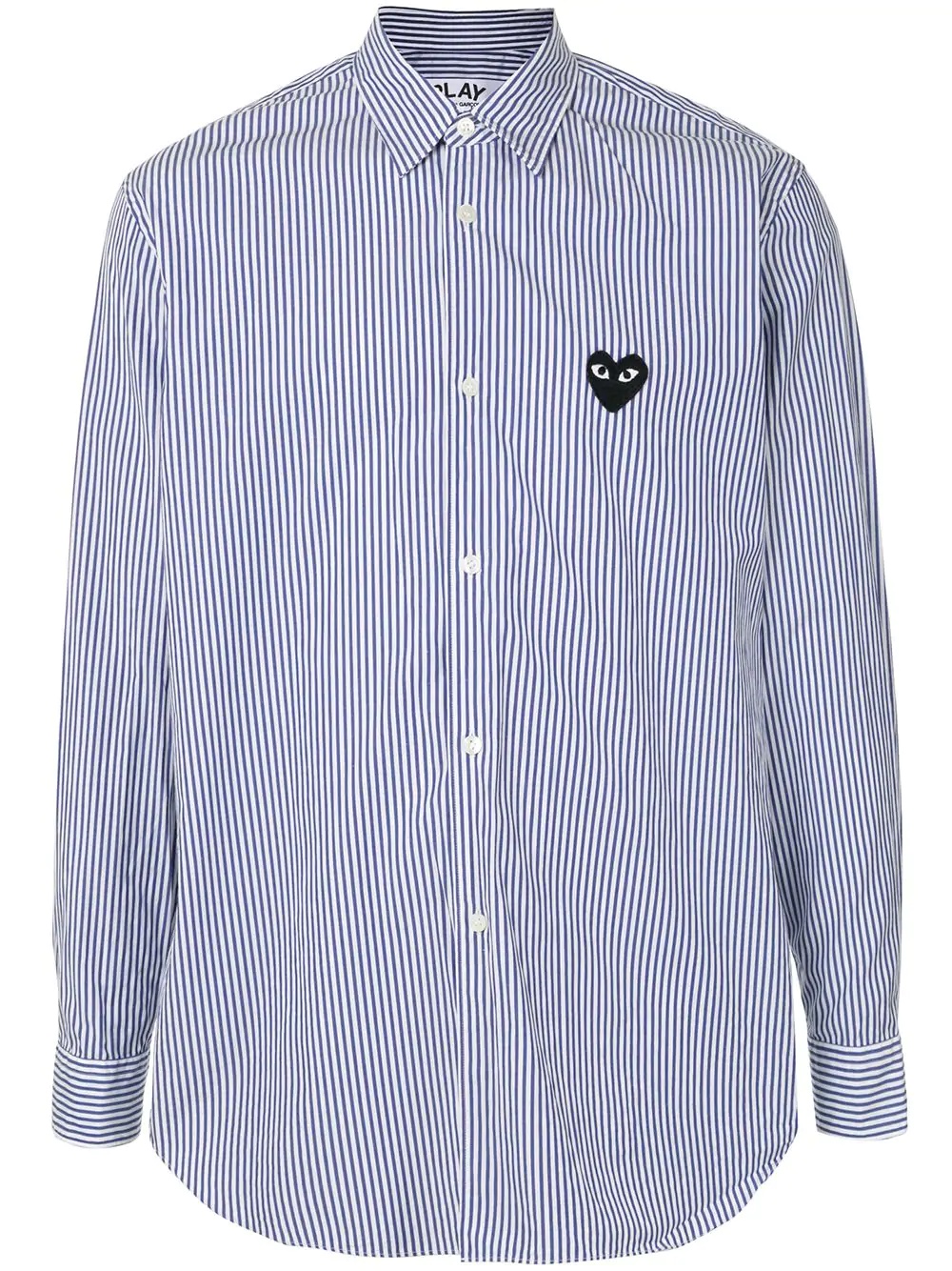 logo-patch striped shirt - 1