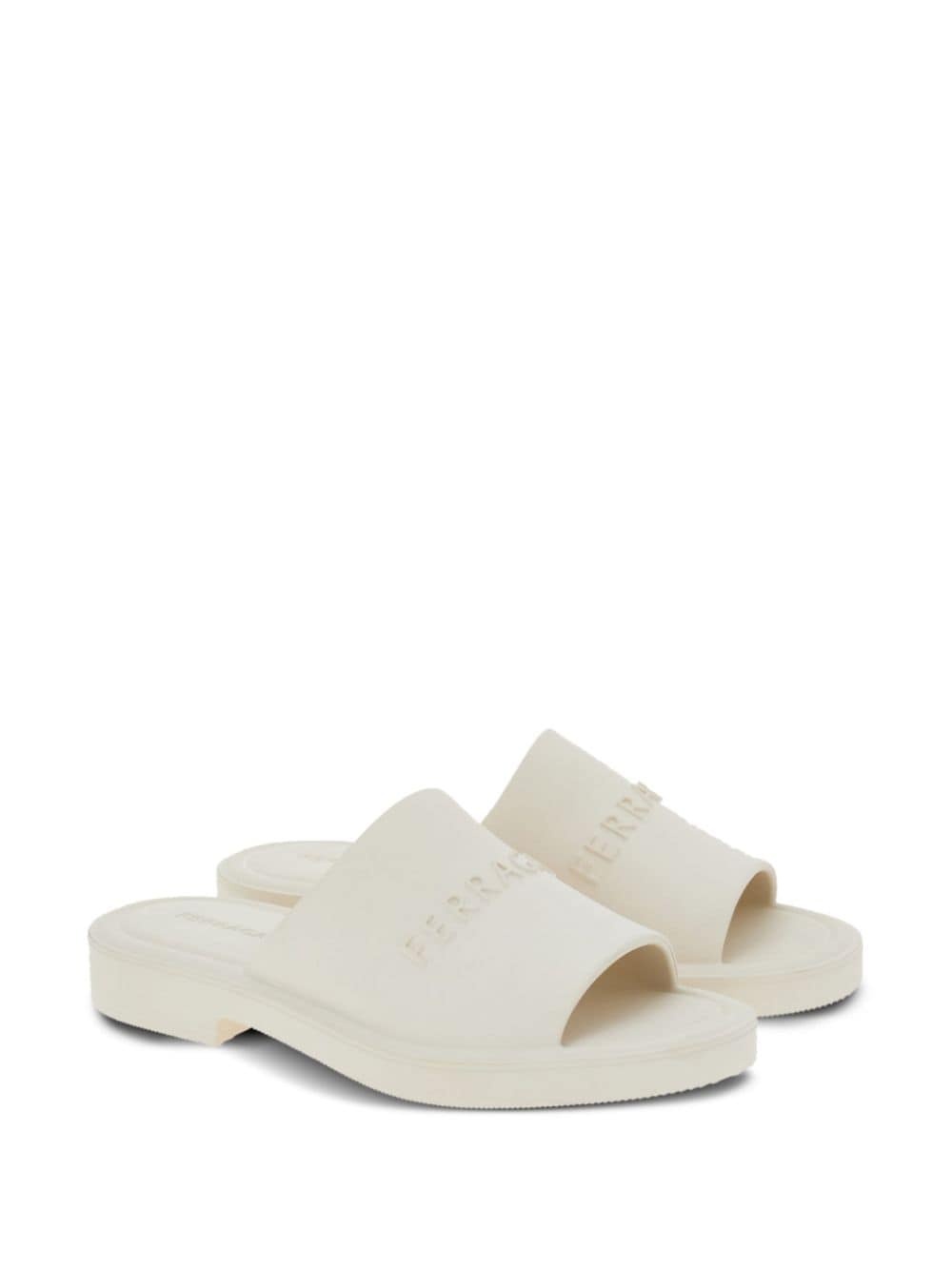 logo-debossed open-toe slides - 2