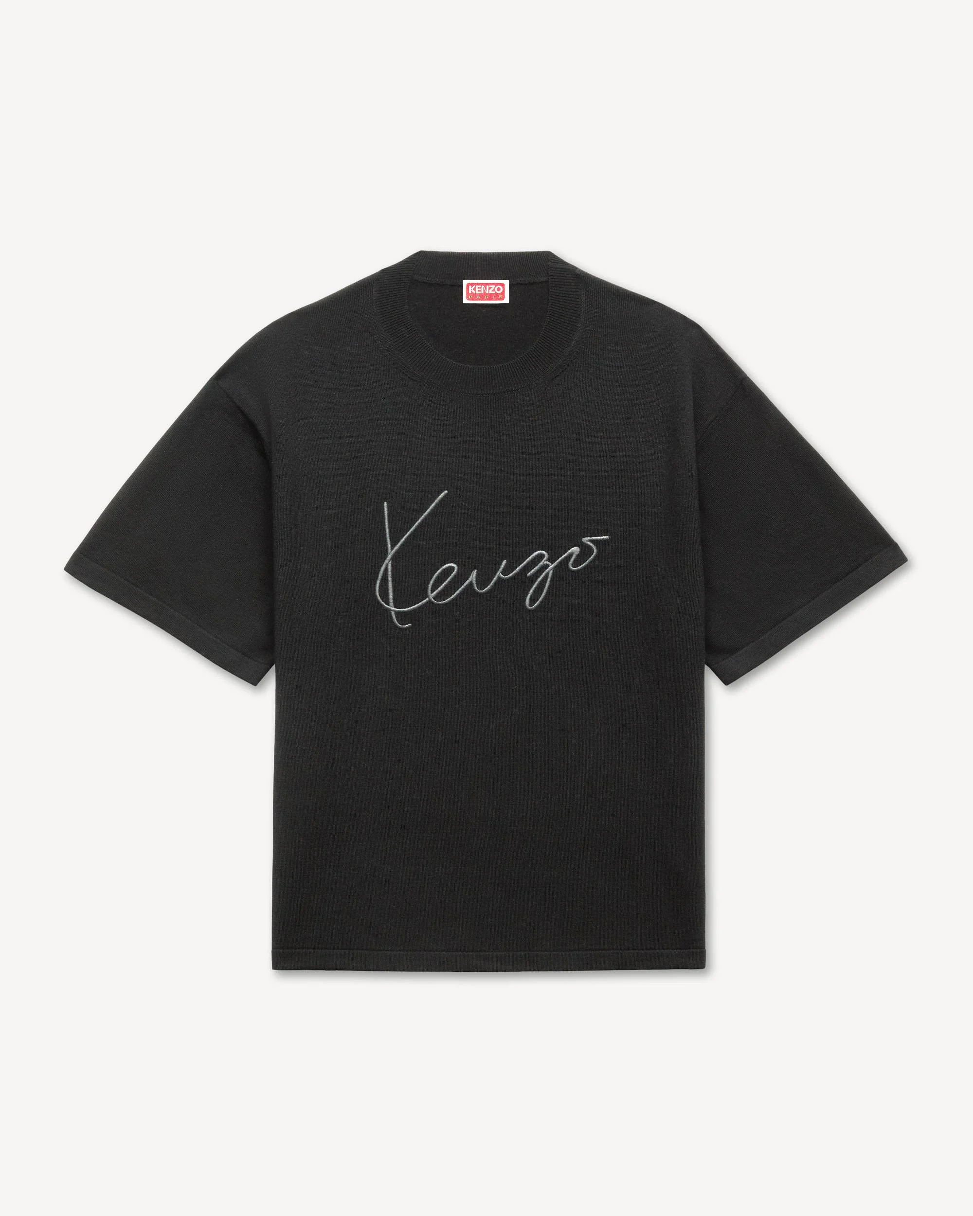 'KENZO Signature' embroidered T-shirt in merino wool - 1