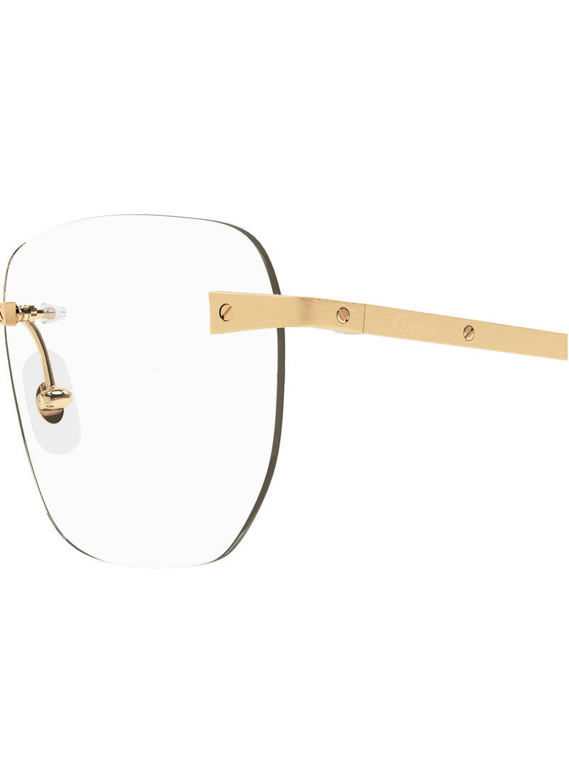 Men's Santos De 58MM 24K Gold-Plated Square Optical Glasses - Gold 3