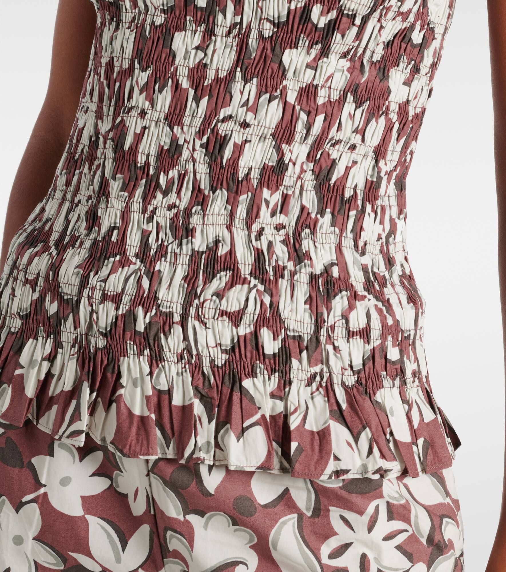 Lucie floral shirred cotton bandeau top - 5