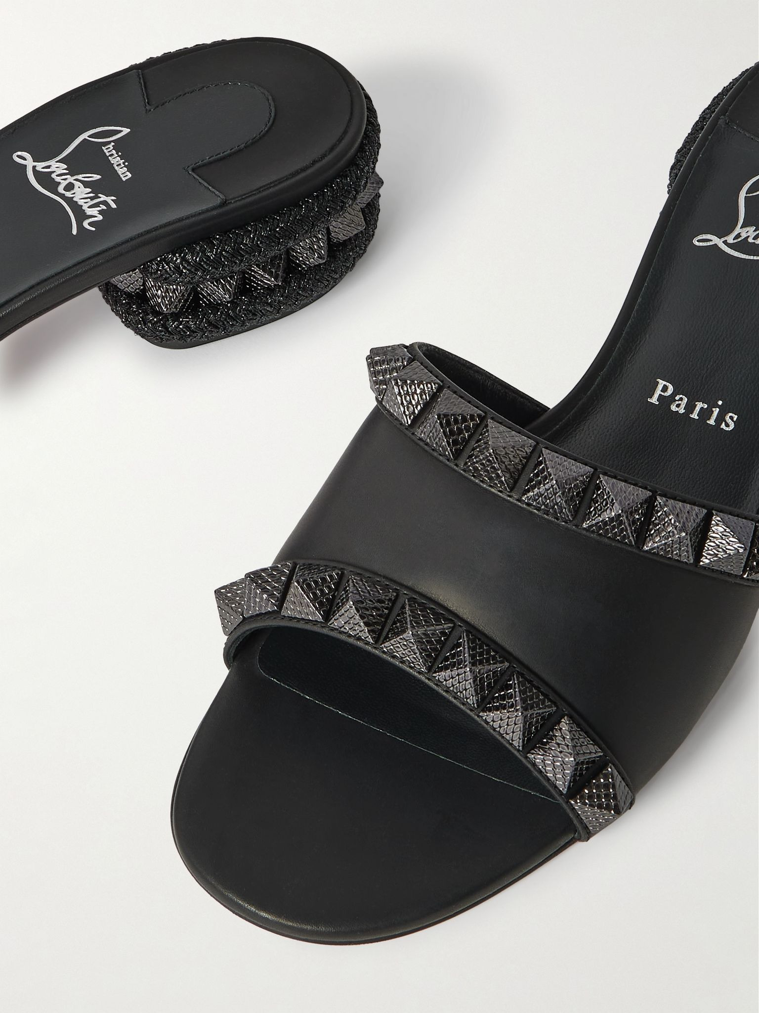 Pyramule 30 studded leather mules Black - 4