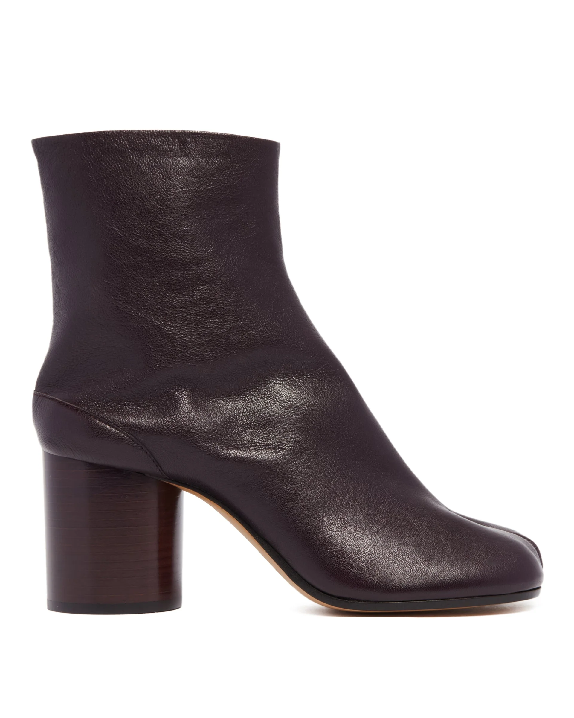 Plum Leather Tabi Ankle Boots - 1