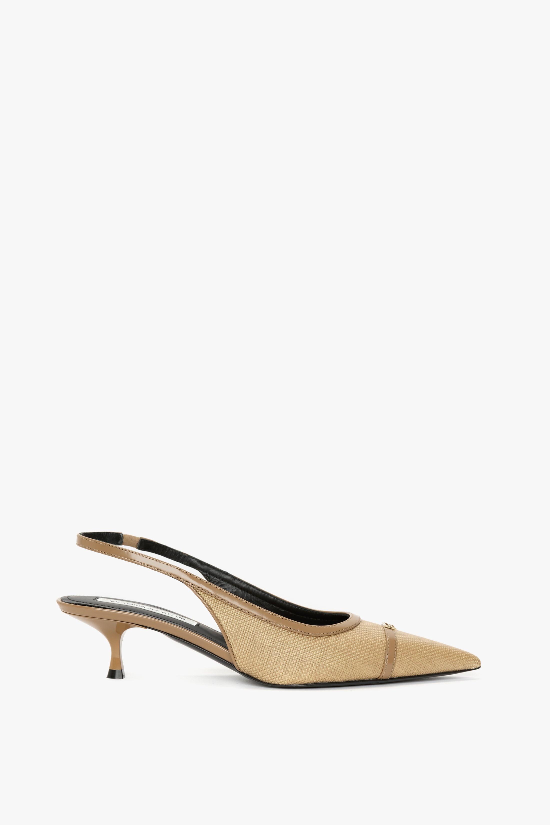 Rafia Slingback Kitten Heel In Light Beige - 1