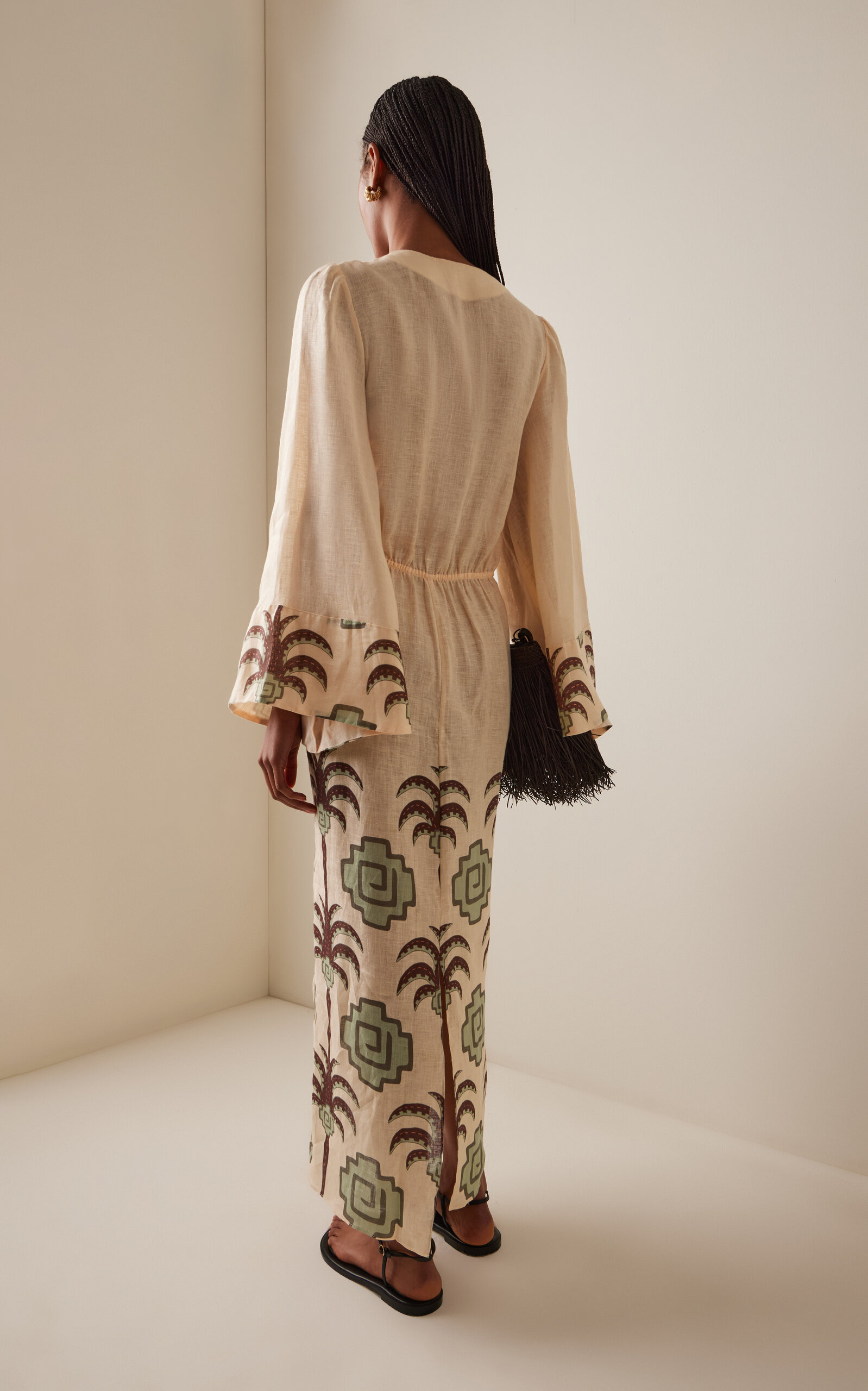 Sailing Flags Tie-Detailed Linen Midi Dress multi - 4