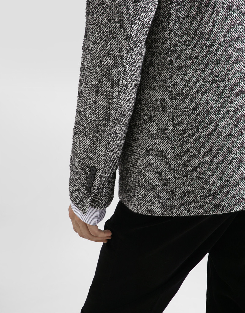 Single-breasted dotted wool jacket with fur collar 5