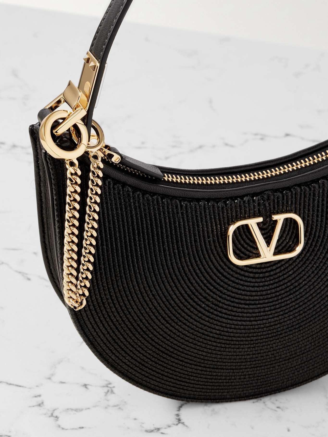 VLOGO mini pleated leather shoulder bag - 4
