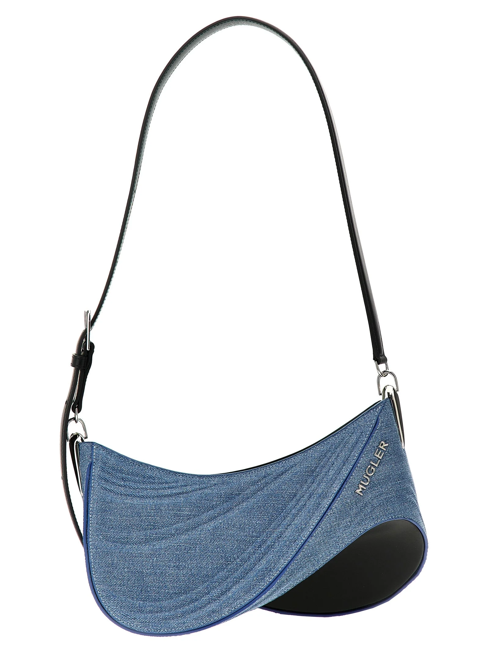 Mugler Women 'Medium Denim Spiral Curve 01' Shoulder Bag - 1