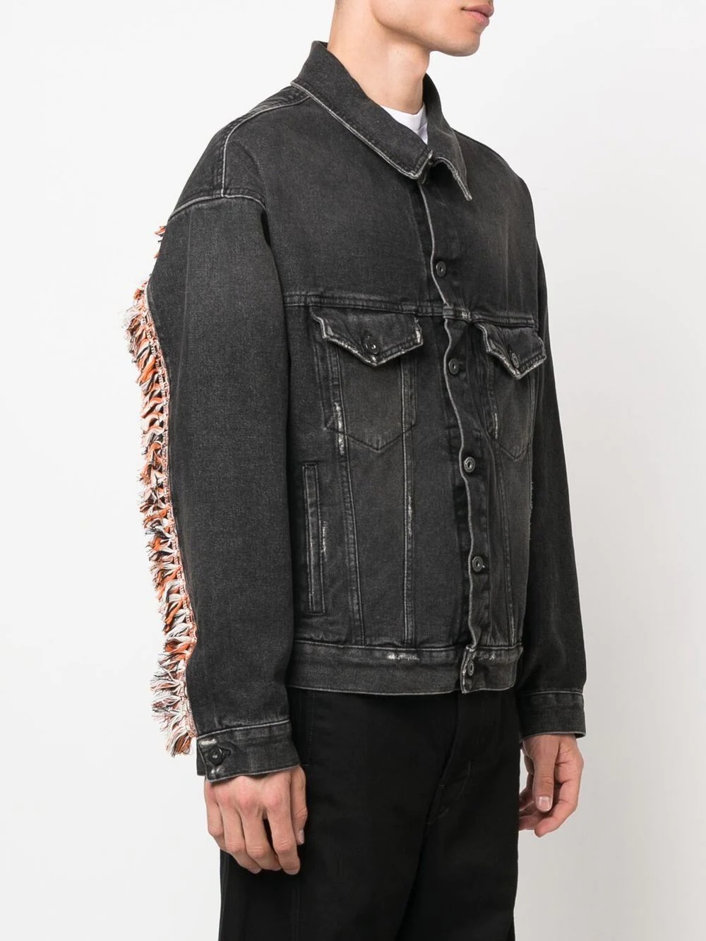 tassel-detail denim jacket - 4