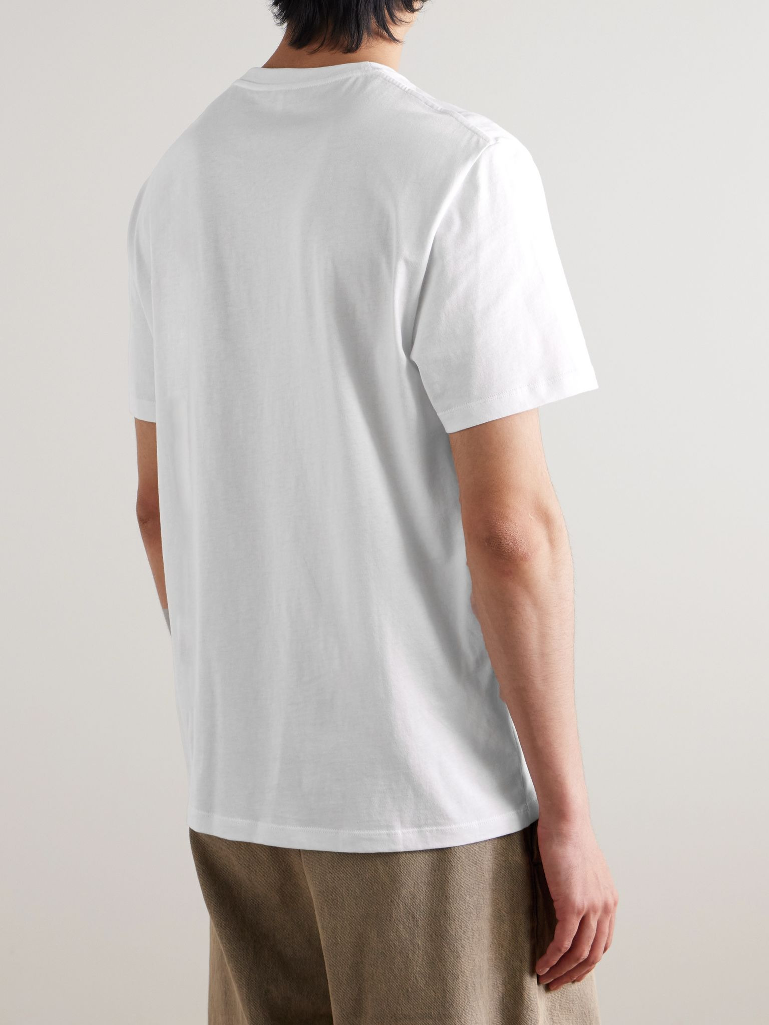 Logo-Embroidered Cotton-Jersey T-Shirt White - 4