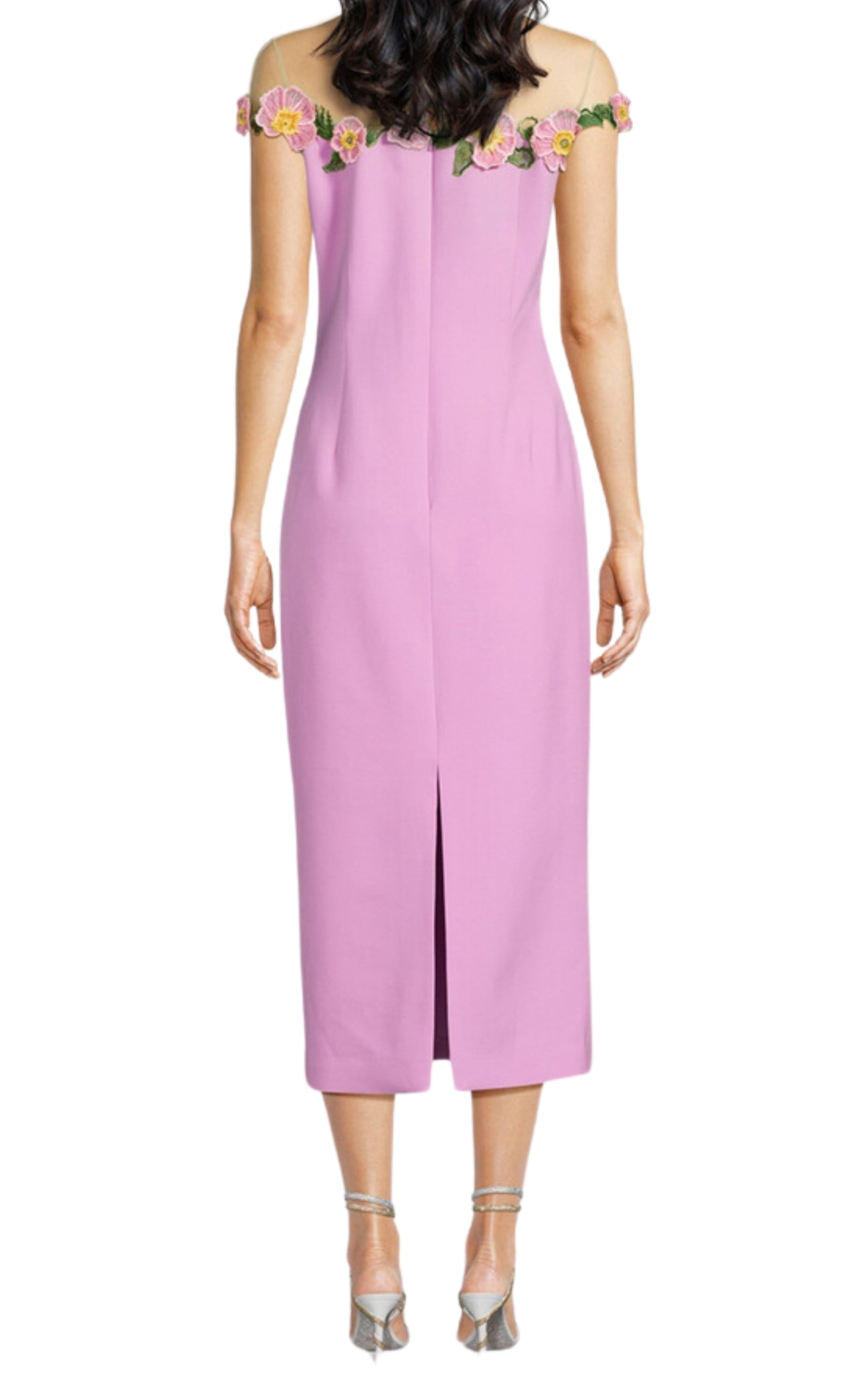 Poppies Illusion Neck Pencil Dress - 3