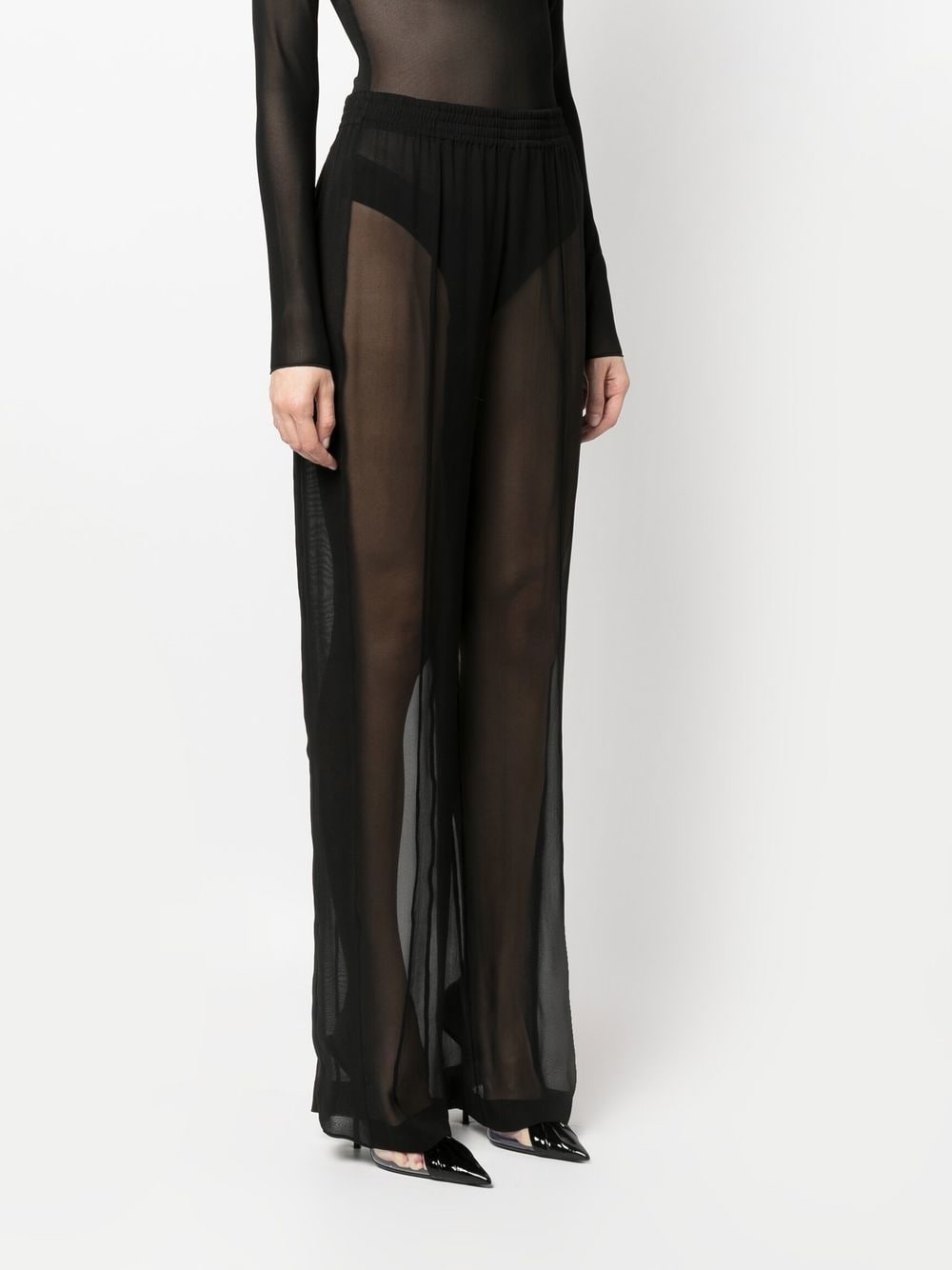 silk straight-leg trousers - 3