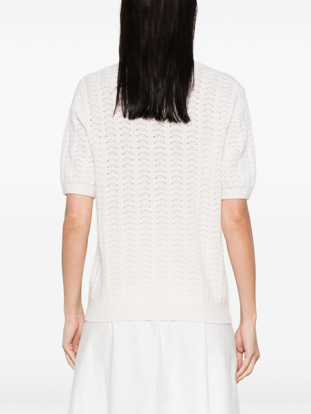 pointelle-knit short-sleeved top - 4