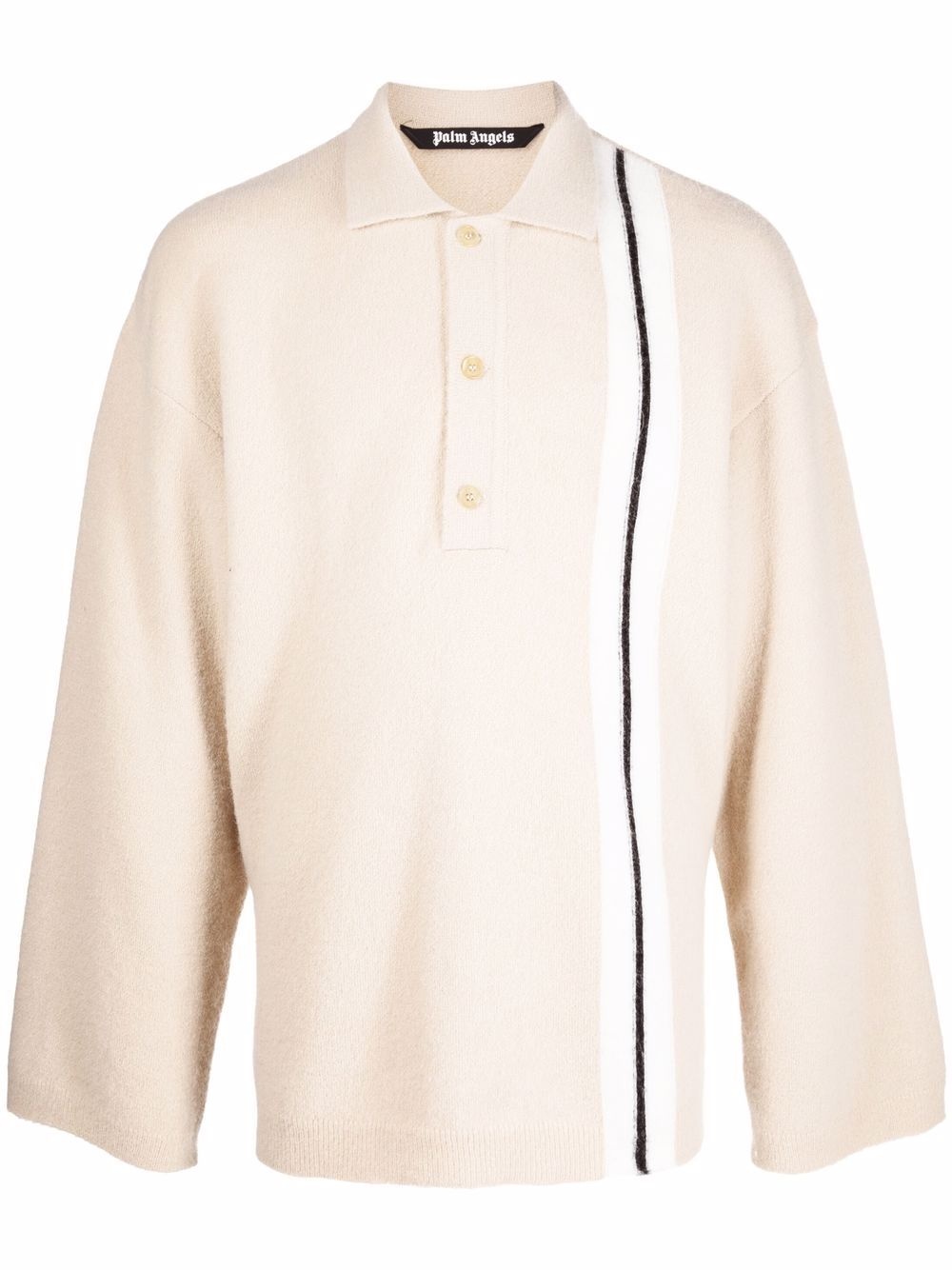 side-stripe knit polo shirt - 1