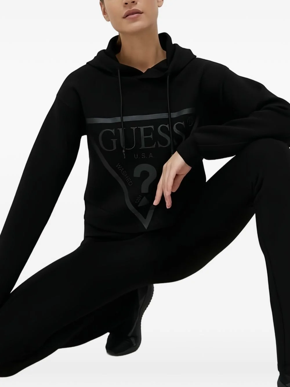logo-print hooded top - 1