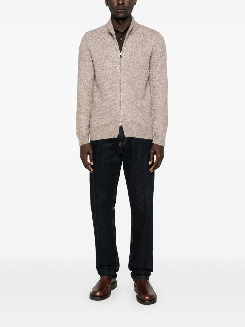 CORNELIANI zip knitted cardigan outlook