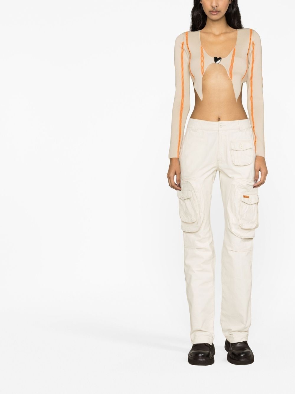 contrast-trim cropped cardigan - 2