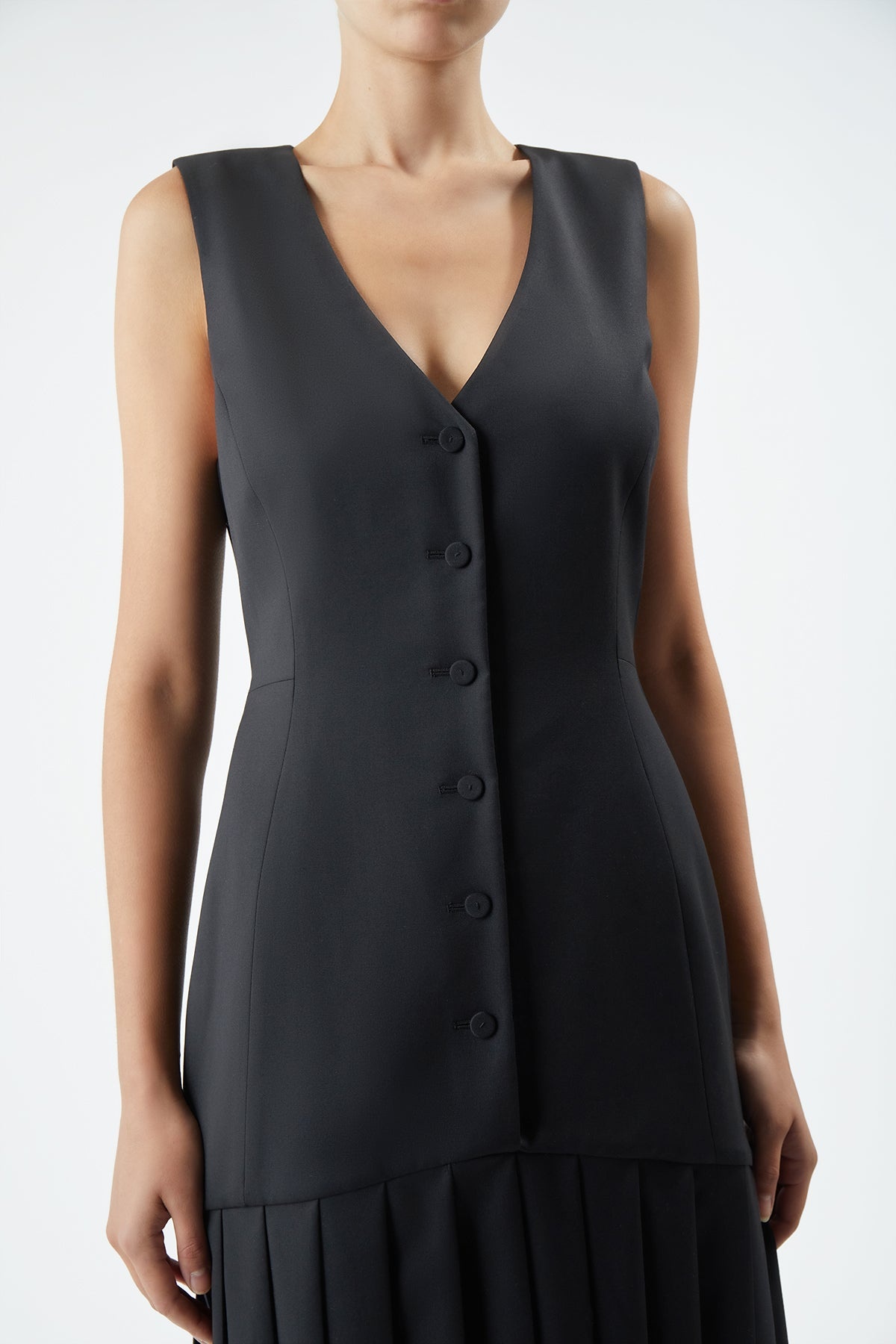 Leone Vest Dress in Black Virgin Wool - 3