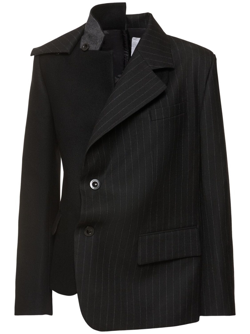 Chalk stripe & wool melton blazer - 1