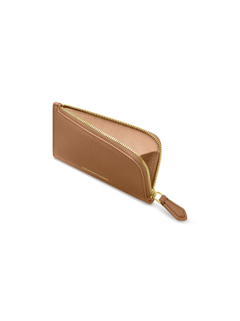 Women's Leather Zip Card Holder - Sandstone Brown 3