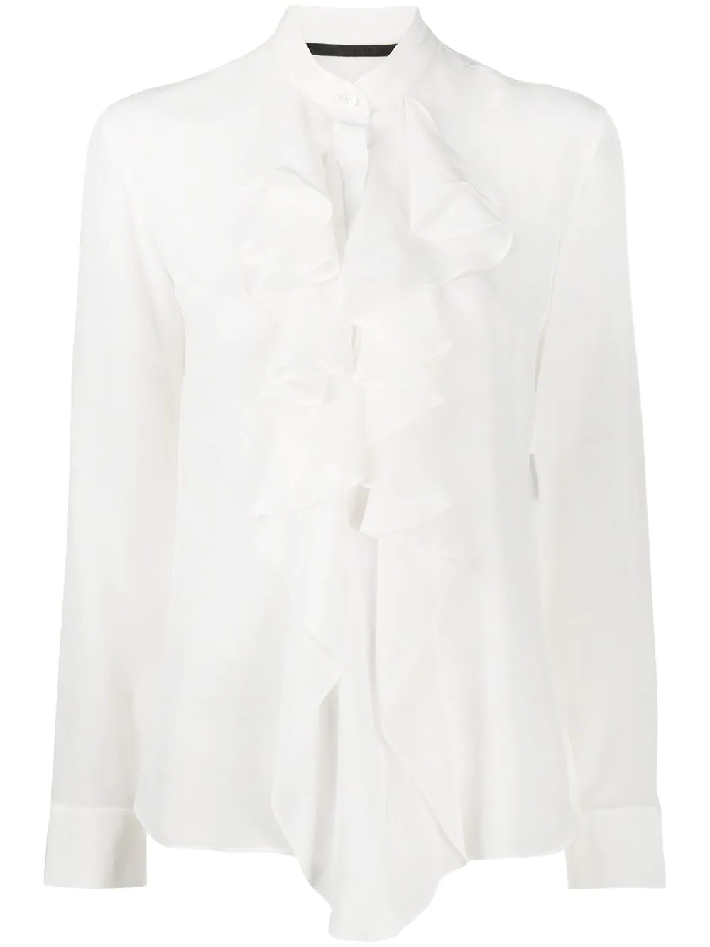 silk ruffle long-sleeve blouse - 1