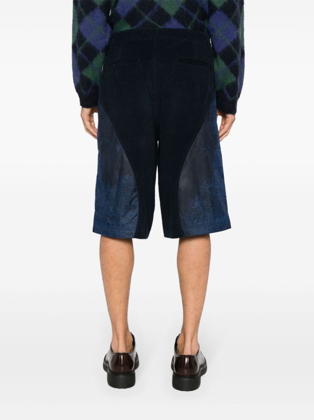 corduroy panelled high-waisted shorts - 4