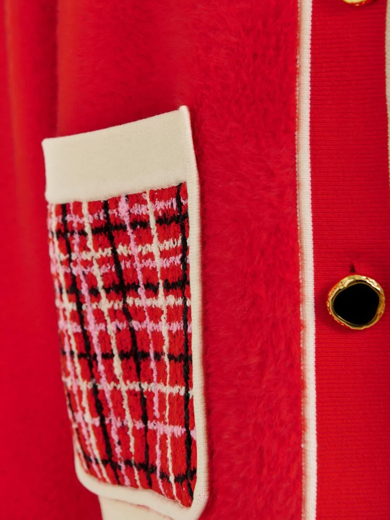 ESSENTIEL ANTWERP tweed-collar patch-pocket cardigan outlook