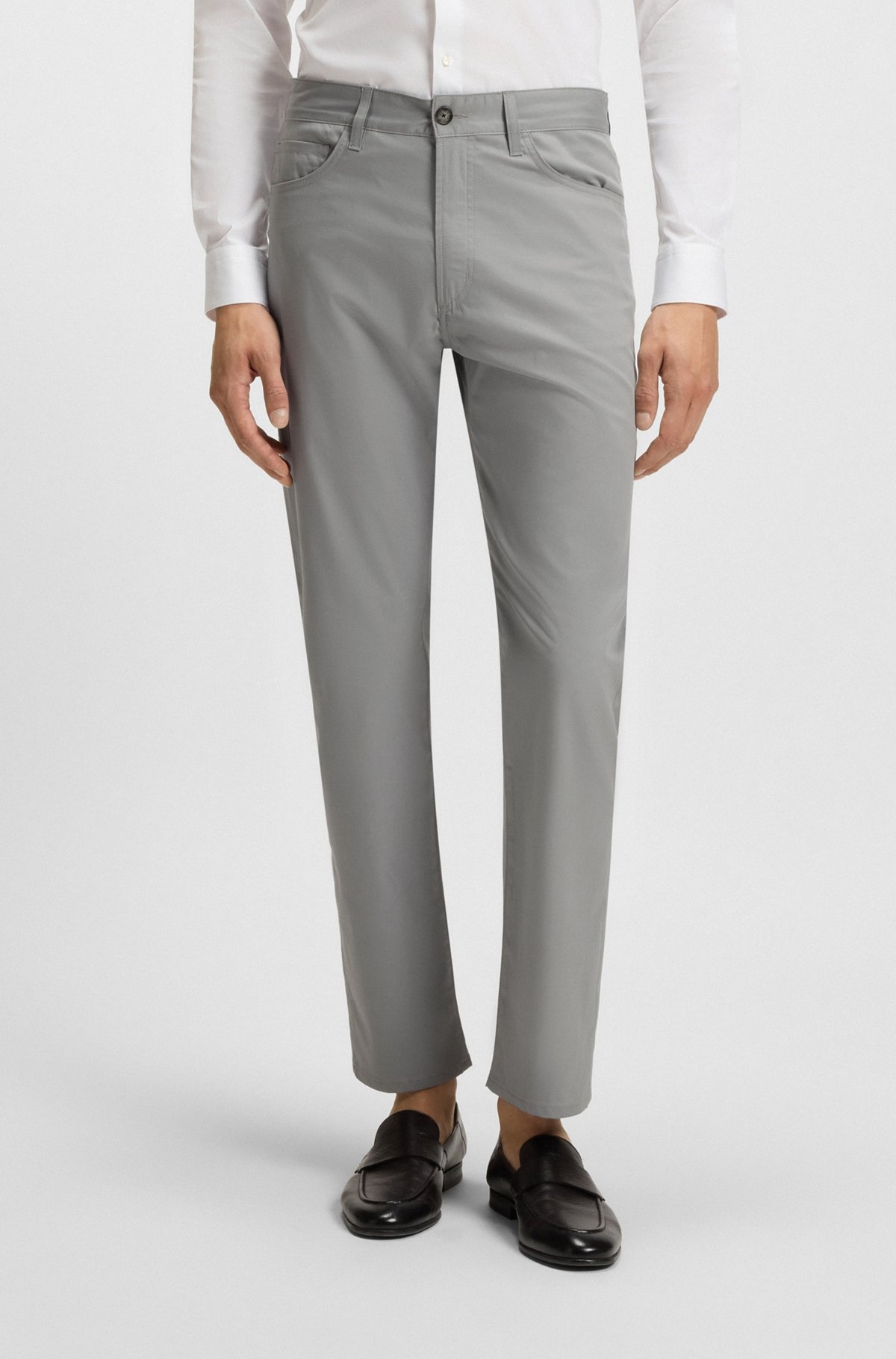SLIM-FIT TROUSERS IN COTTON, SILK AND STRETCH - 2