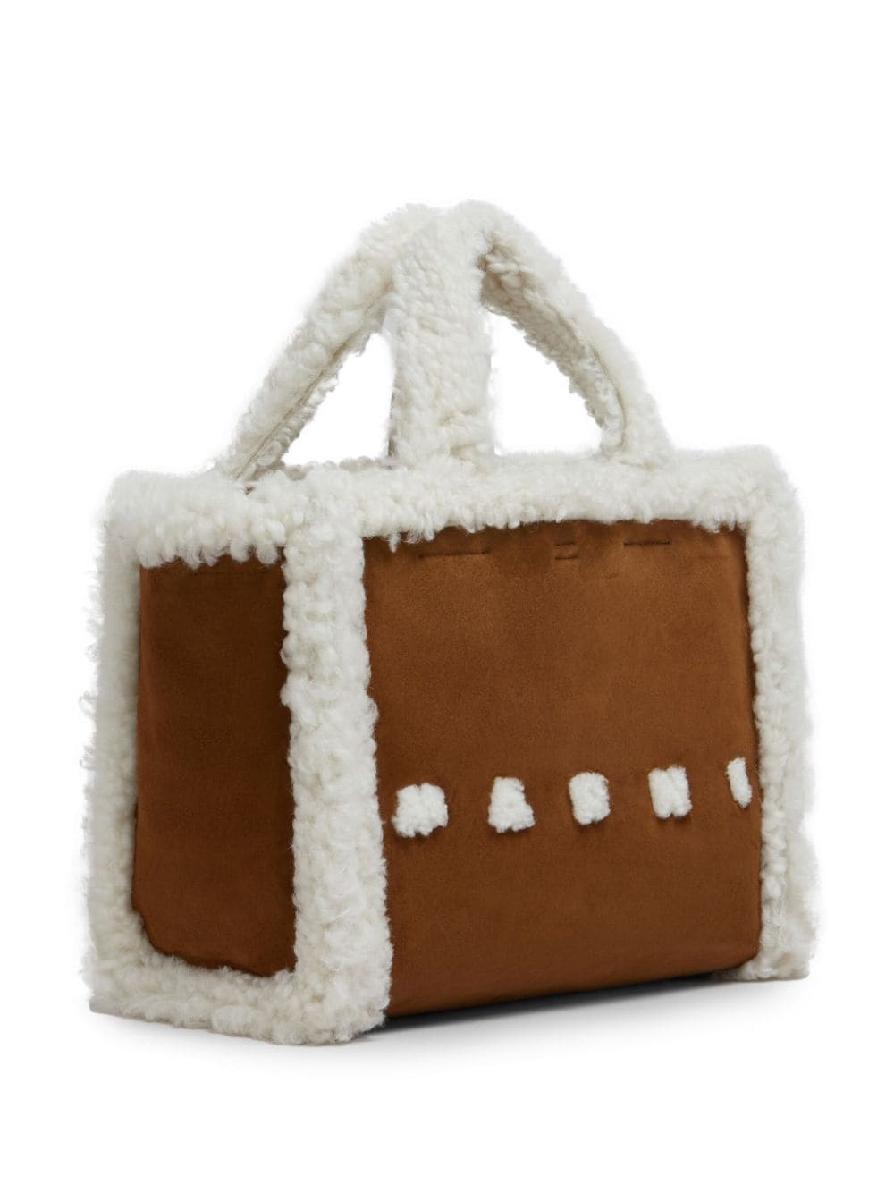 shearling-trim tote bag - 4