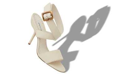 Manolo Blahnik Cream Calf Leather Ankle Strap Sandals outlook