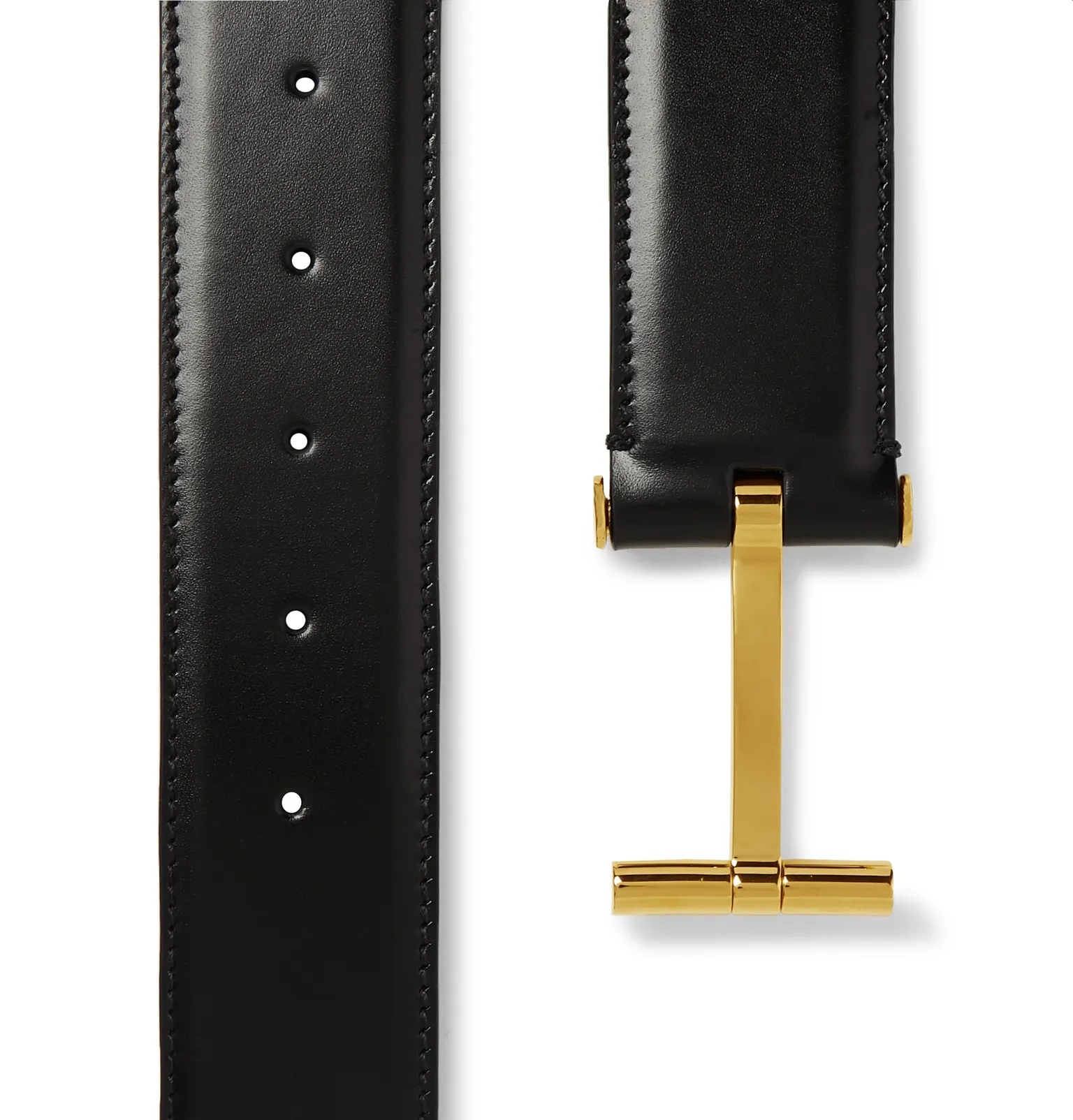 4cm Black Leather Belt - 3