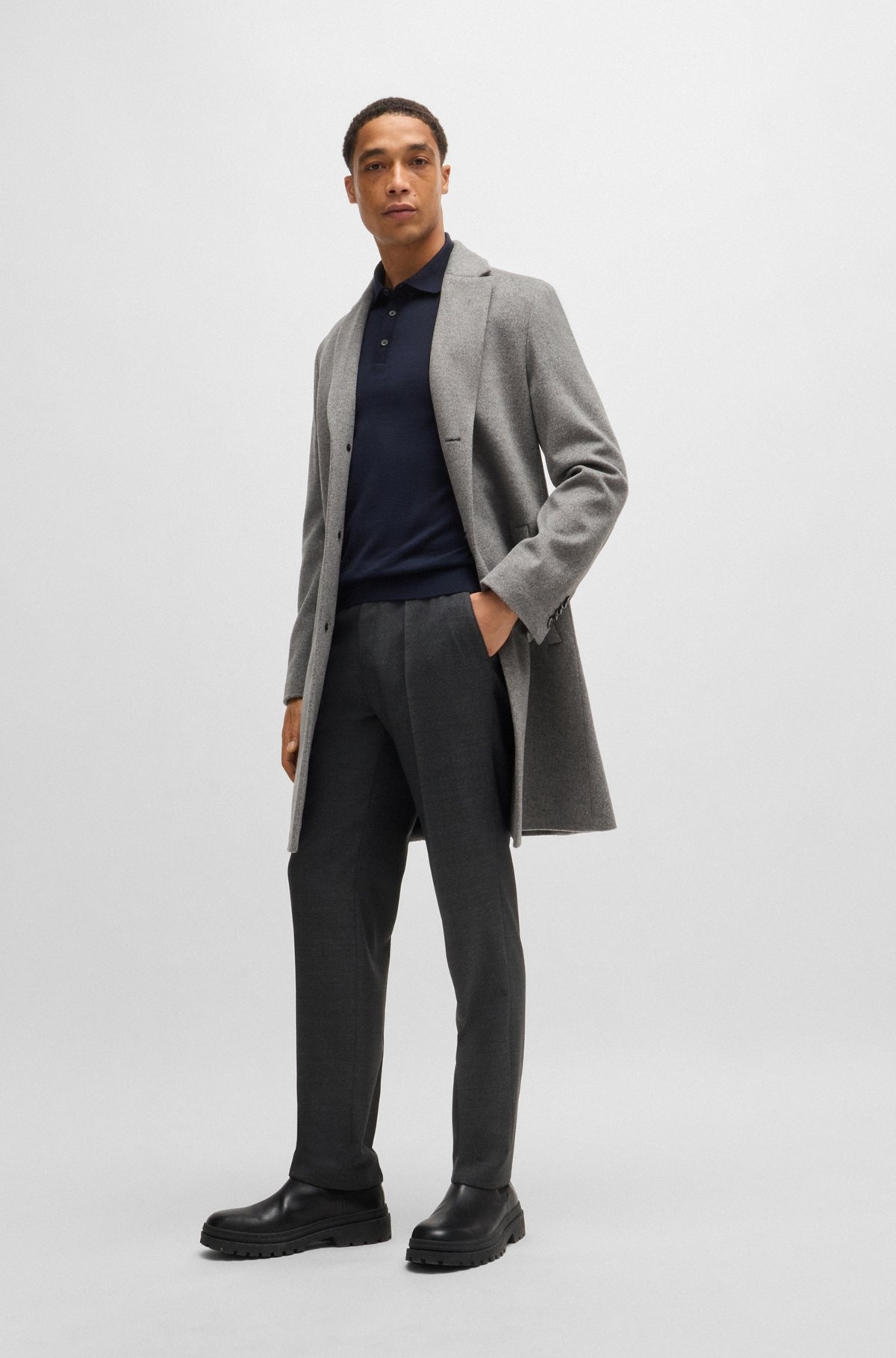 SLIM-FIT SWEATER IN MERINO WOOL WITH POLO COLLAR - 4