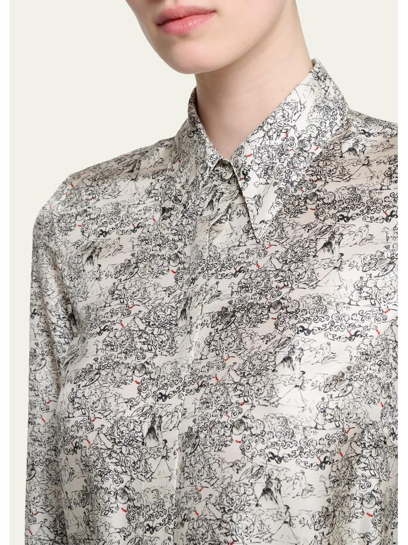 Cruz Printed Silk Twill Button-Down Shirt 5