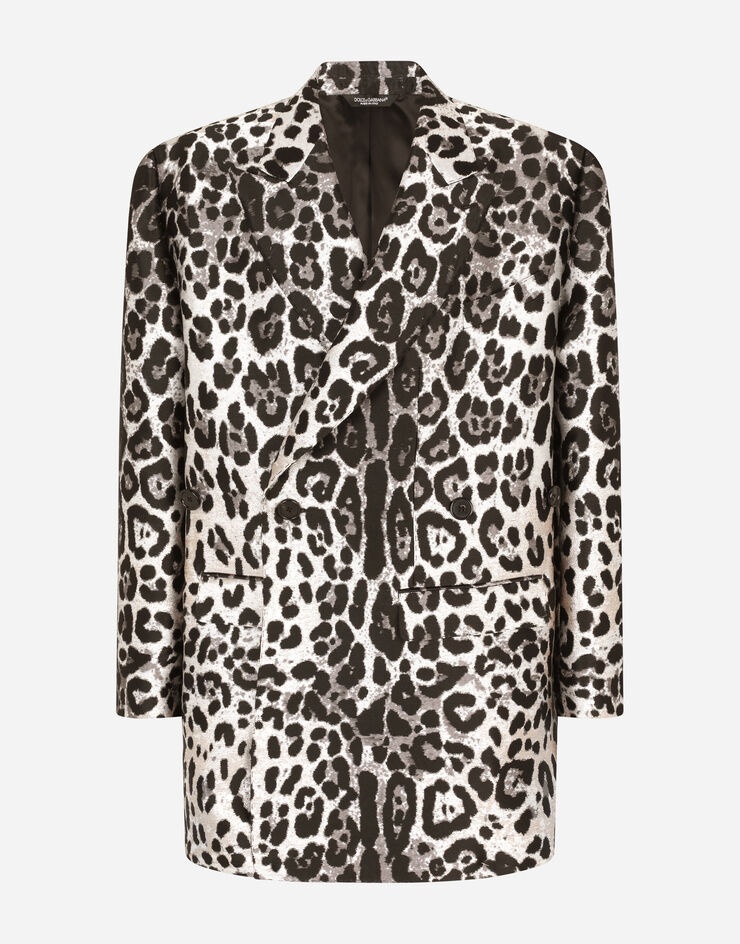 Oversize double-breasted jacket with leopard print - 3