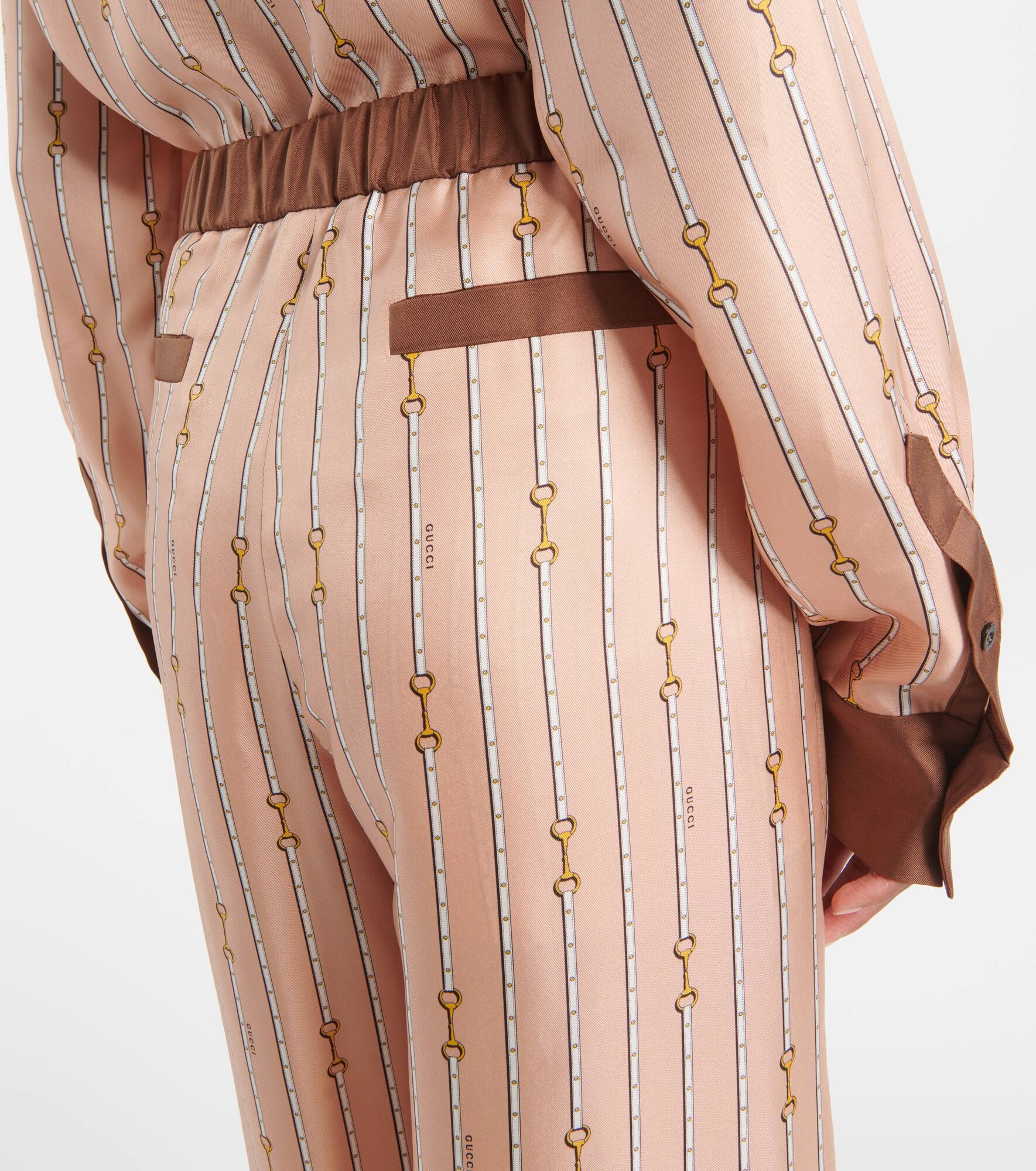 Horsebit high-rise silk palazzo pants - 6