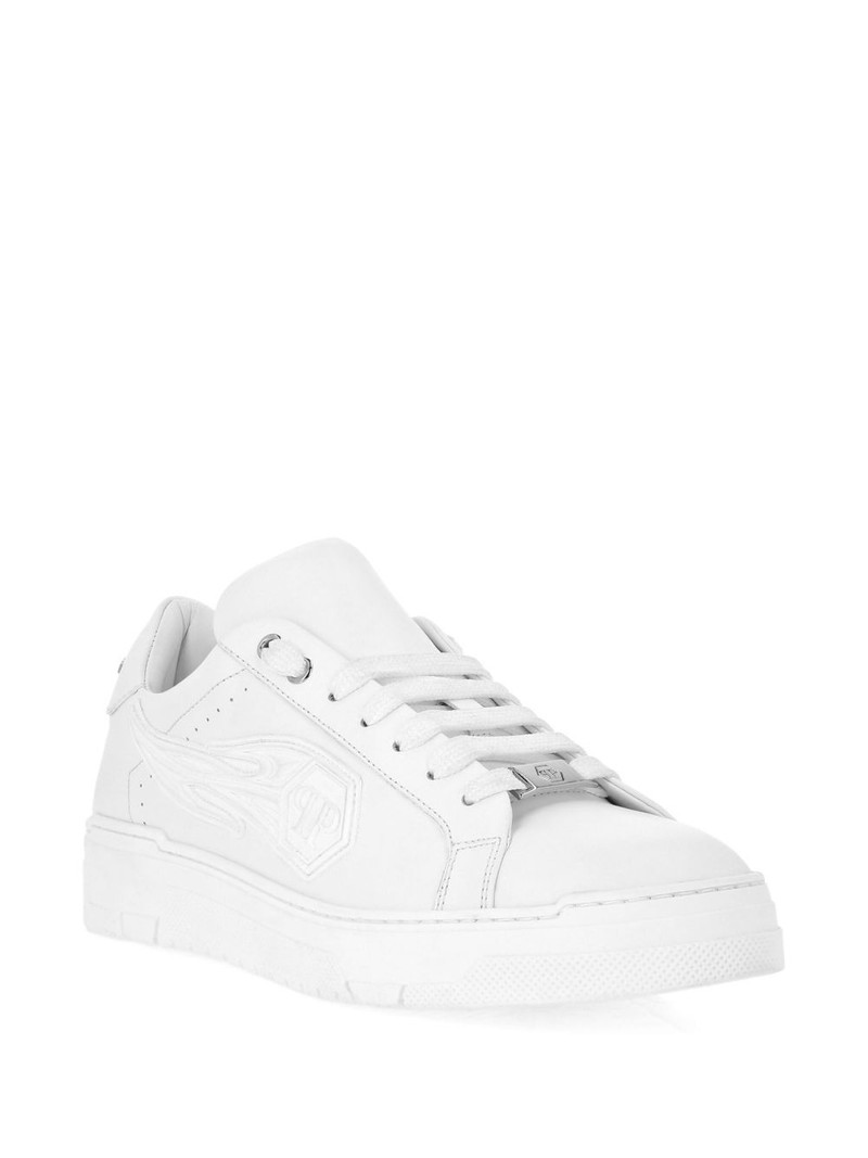 PHILIPP PLEIN flame-logo leather sneakers outlook