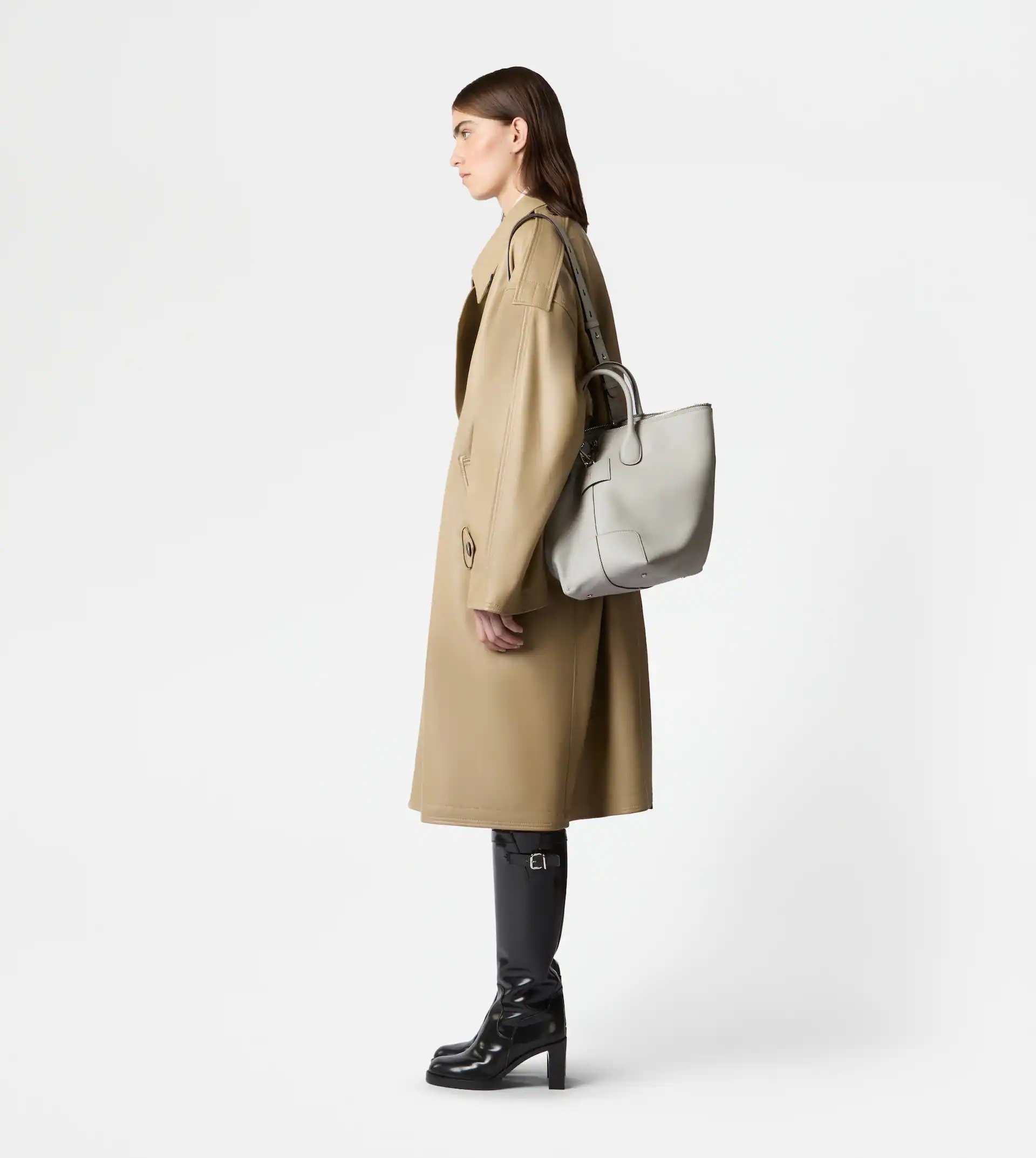 TOD'S DI BAG SWING IN LEATHER MEDIUM - GREY - 11
