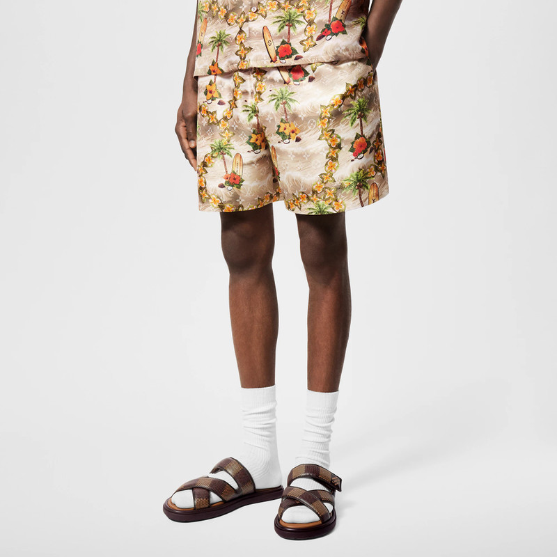 Monogram Silk Drawstring Shorts 2