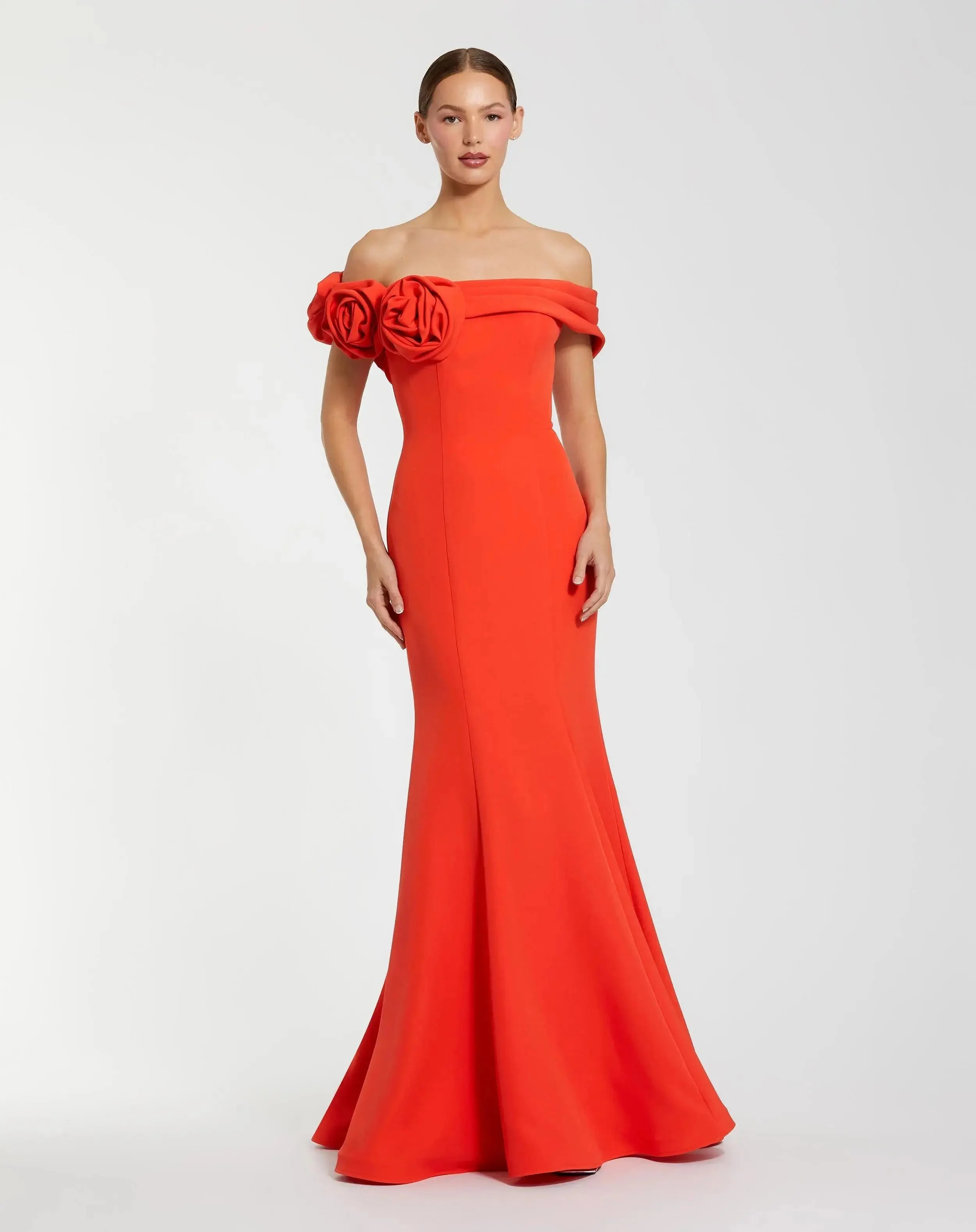 Cayenne Off The Shoulder Crepe Mermaid Gown - 1