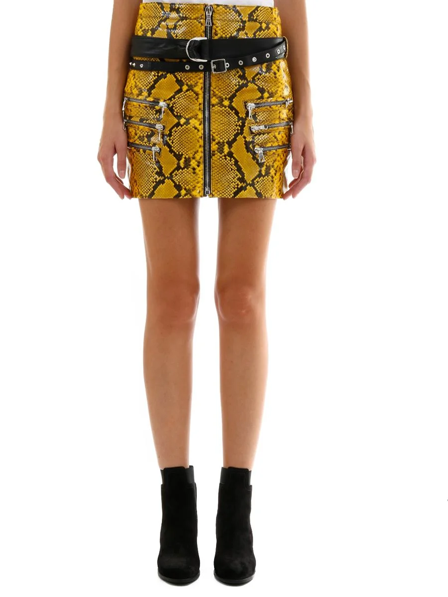 UNRAVEL PROJECT YELLOW PYTHON LEATHER SKIRT - 1