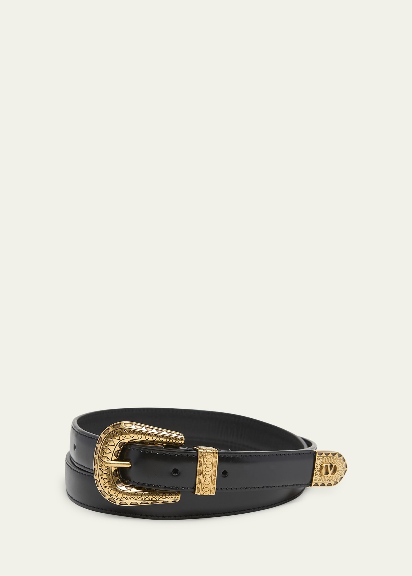 Men's VLogo Signature Skinny Leather Belt - 1