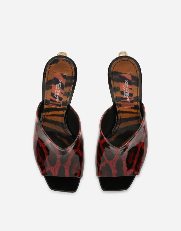 Tiger-print patent leather mules - 4