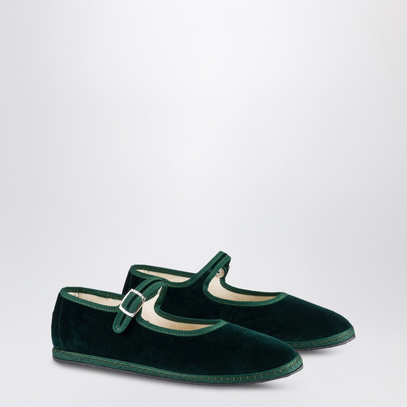 ViBi Venezia Mary Jane in Laguna green velvet outlook