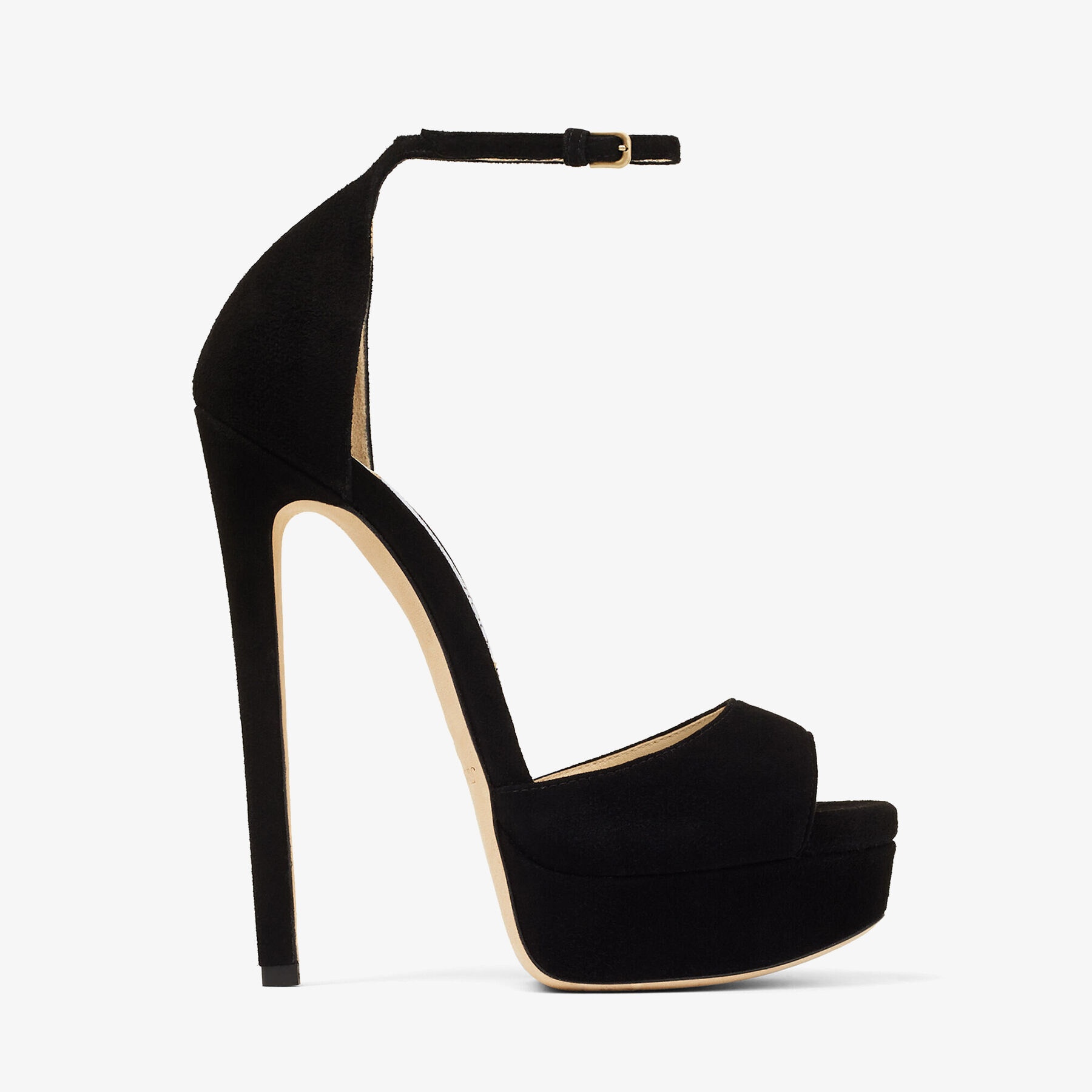JIMMY CHOO Max 150 Black Suede Open Toe Platform Sandals REVERSIBLE