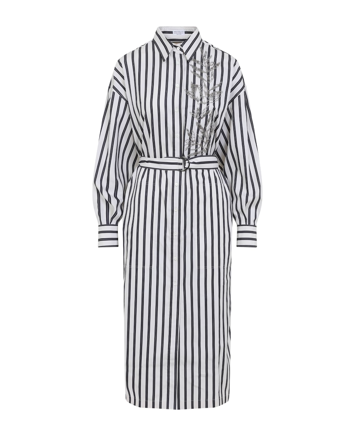 Regimental Cotton-silk Poplin Dress With Glistening Herbarium Embroidery - 2