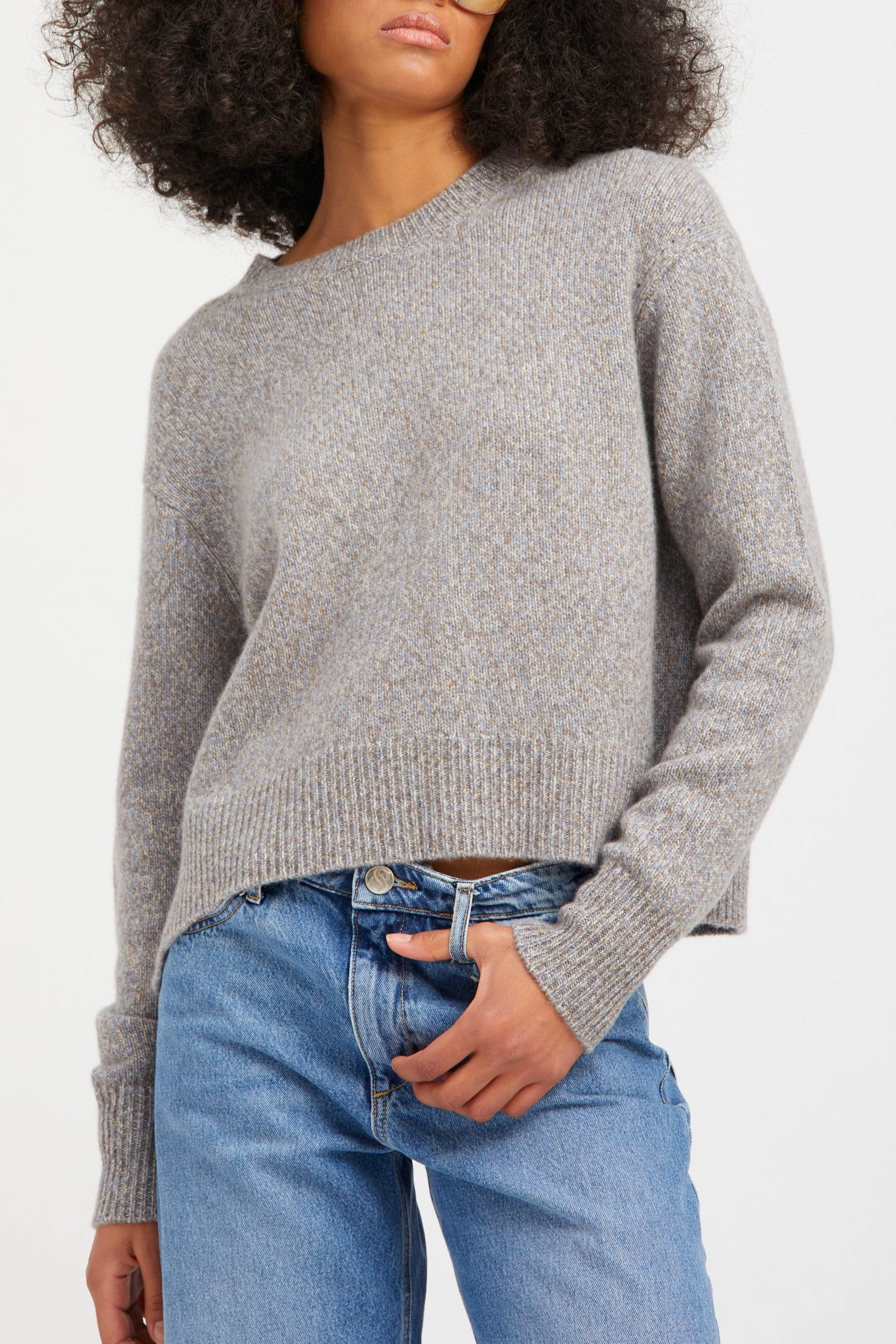 HEATHER GREY CASHMERE CHARLIE SWEATER - 2