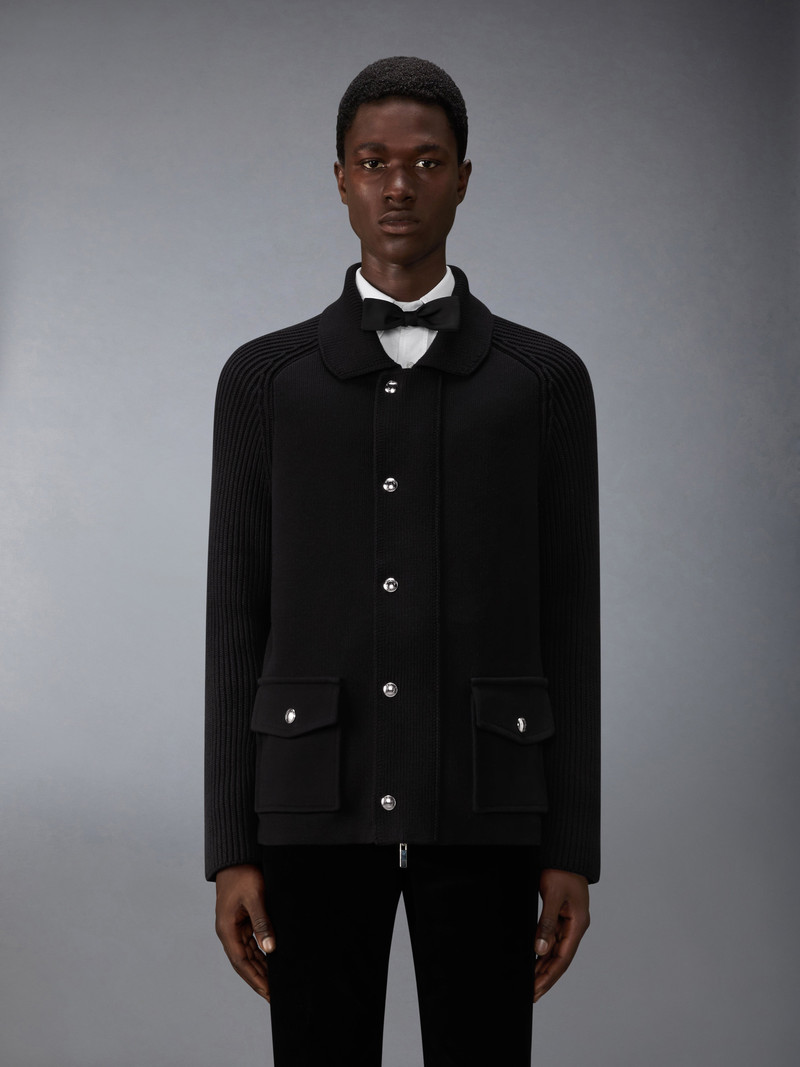 Thom Browne MIXED STITCH COTTON CASHMERE ZIP UP JACKET outlook